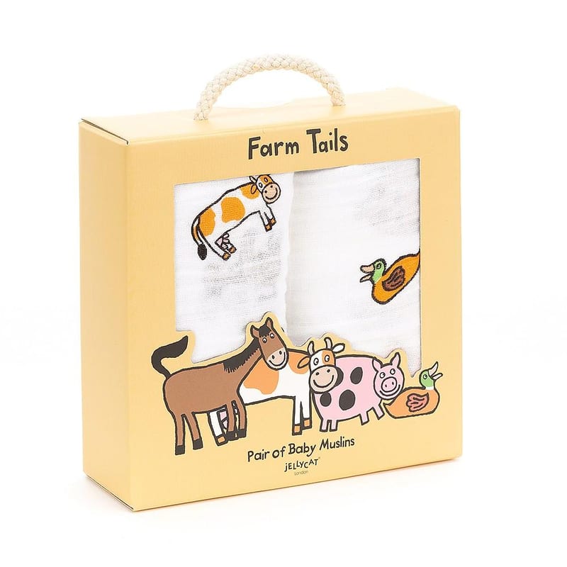JellyCat Farm Tails Pair of Muslins