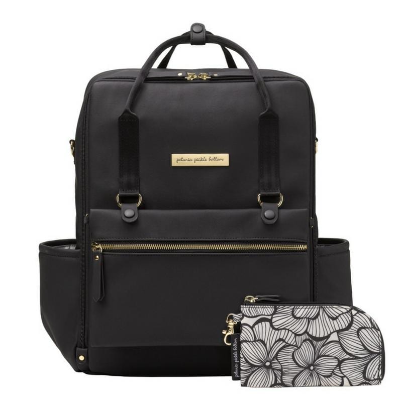 Petunia Pickle Bottom Balance Backpack: Black Leatherette