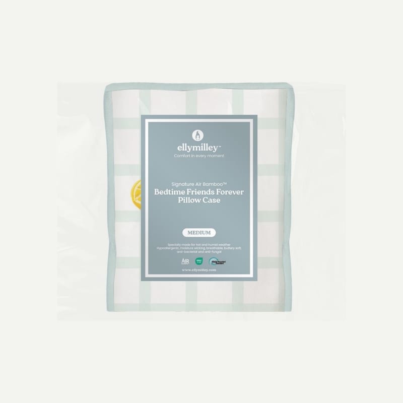 Elly Milley (CASING) Signature Air Bamboo™ Bedtime First Friend BFF Pillow Case- Gingham Green Lemon