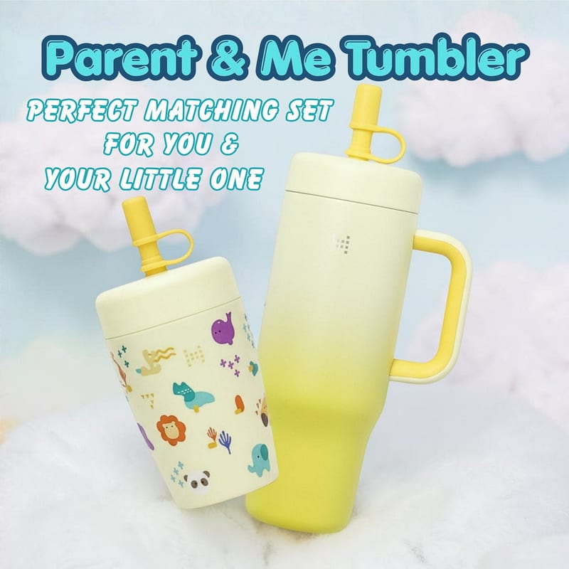 Marcus & Marcus Kids Tumbler | No Spill Straw Cup | Parent & Me Bottle | Keeps Drinks Cold 12H