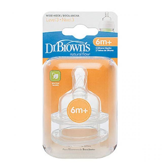 Dr Brown's Options Level 3 Baby Bottle Teats Nipple Pack Wide BPA Free 6m+