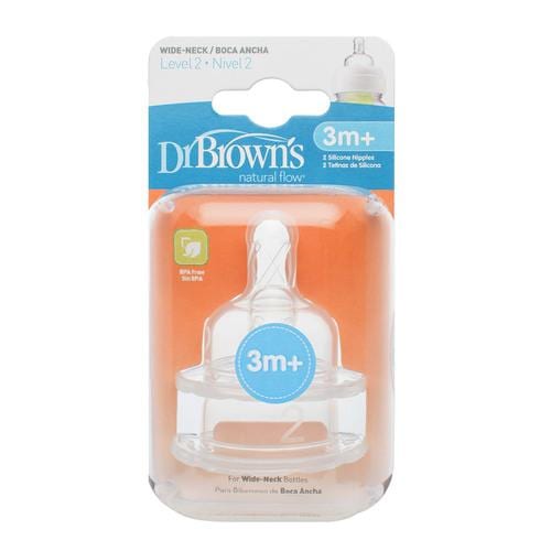 Dr Brown's Options Level 2 Baby Bottle Teats Nipple Pack Wide BPA Free 3m+