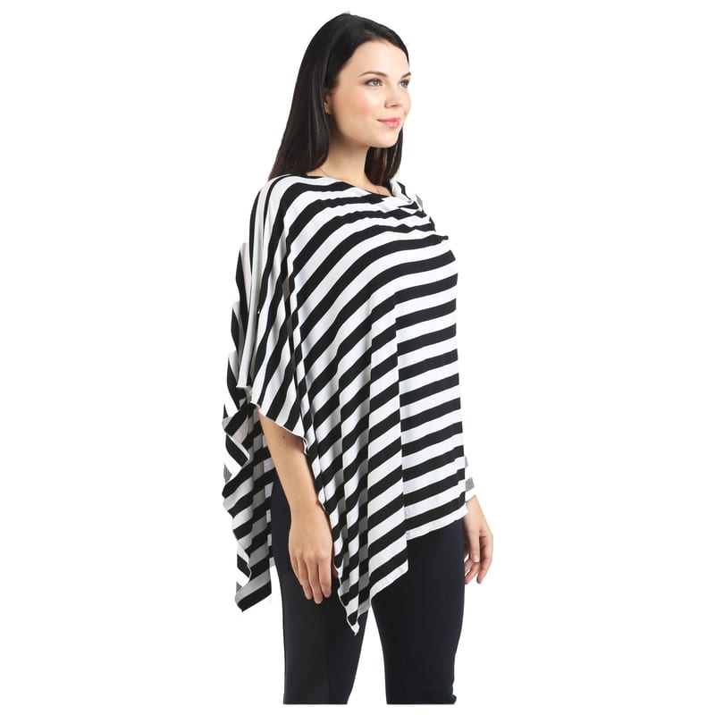 UberMums Black/White Stripe Nursing Poncho - Modal Spandex