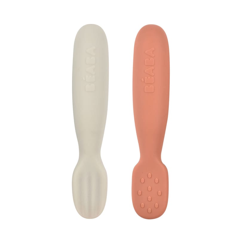 Beaba Silicone Pre-Spoons 2 Pack - Terracotta/Velvet Grey
