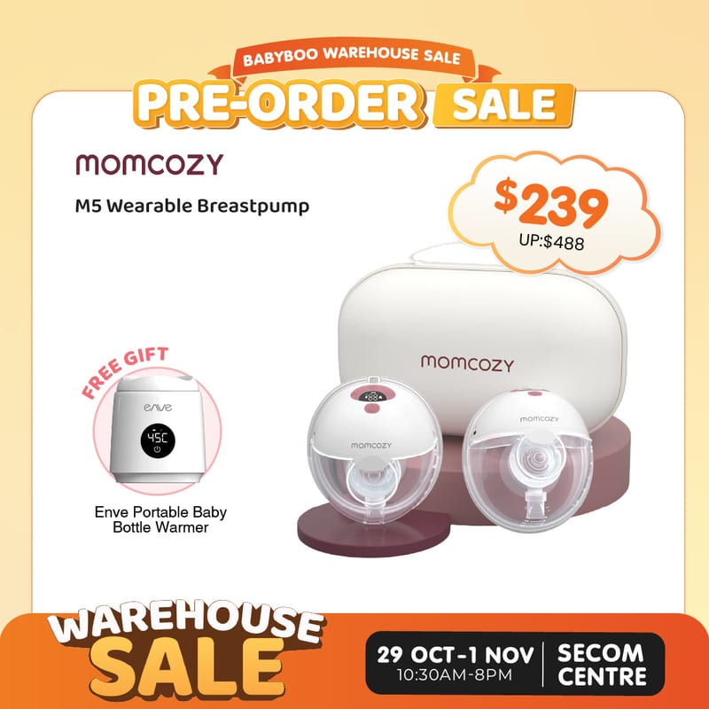 Babyboo Sale [Pre-Order] MOMCOZY M5 Wearable Breast Pump + FREE ENVE Portable Baby Bottle Warmer