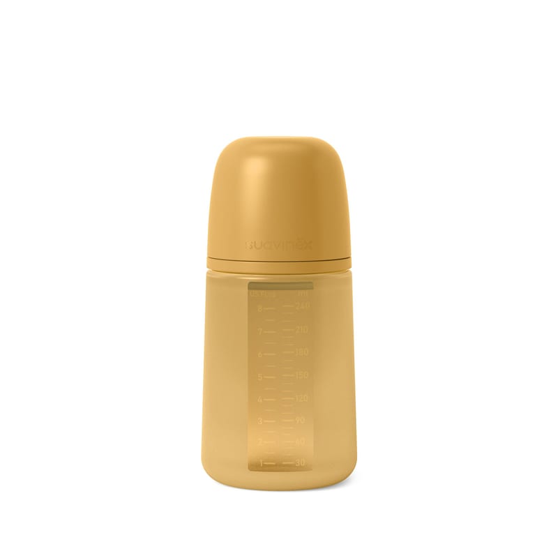 Suavinex Colour Essence All Silicone Bottle 240ml Medium Flow 3+ Months - Mustard