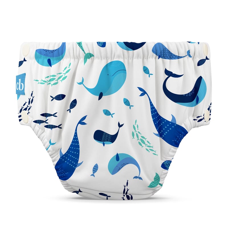 Reusable Swim Diaper Snaps - The Whale on White