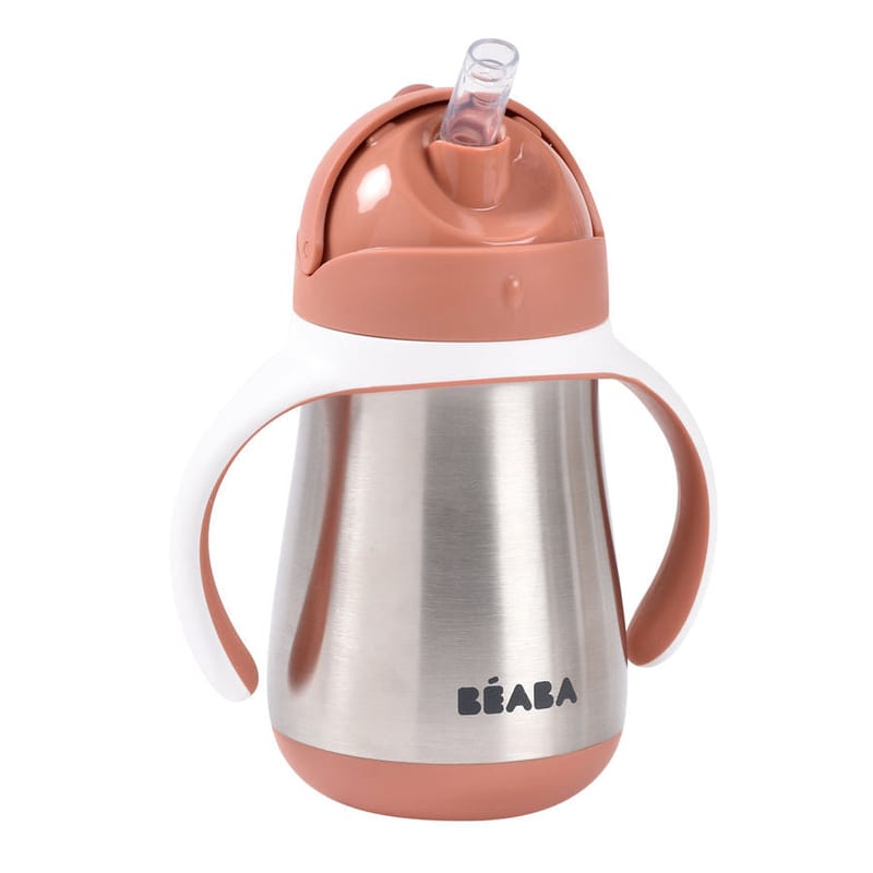 Beaba Stainless Steel Straw Cup 250ml - Terracotta