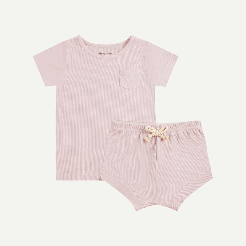 Elly Milley Signature Air Bamboo™ ActiveKidz Brise / Solids / 2 Piece Shirt and Shorts Set - Sakura