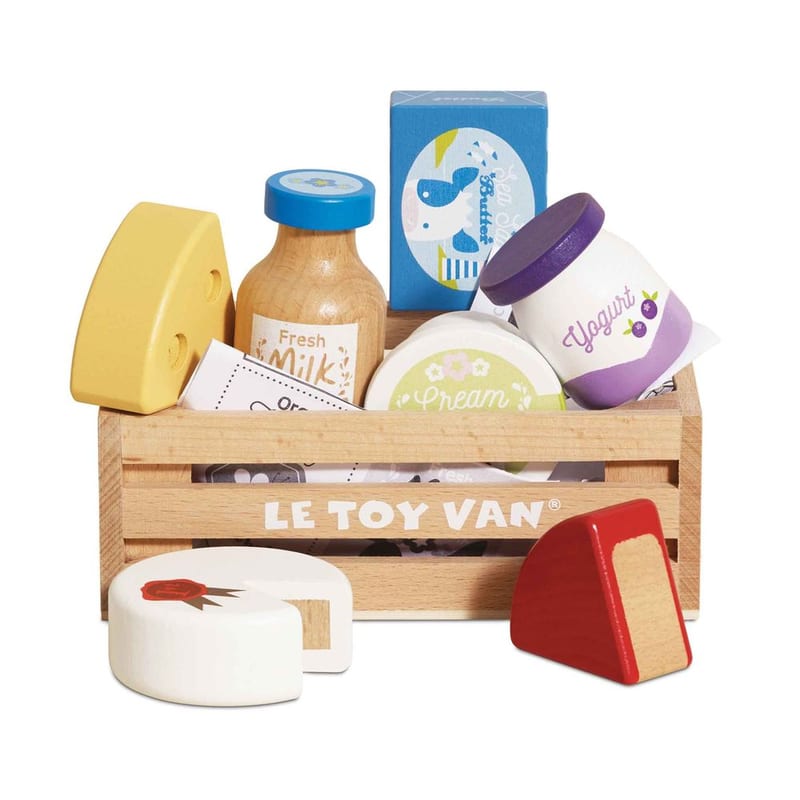Le Toy Van Wooden Market Crate - Cheese & Dairy
