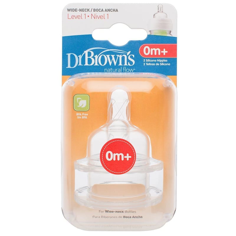 Dr Brown's Options Level 1 Baby Bottle Teats Pack Wide BPA Free, 0m+ 0-3M