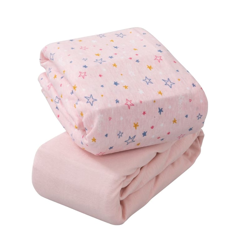 Clevamama Jersey Cotton CotBed Fitted Sheet 2pk - Assorted Colours