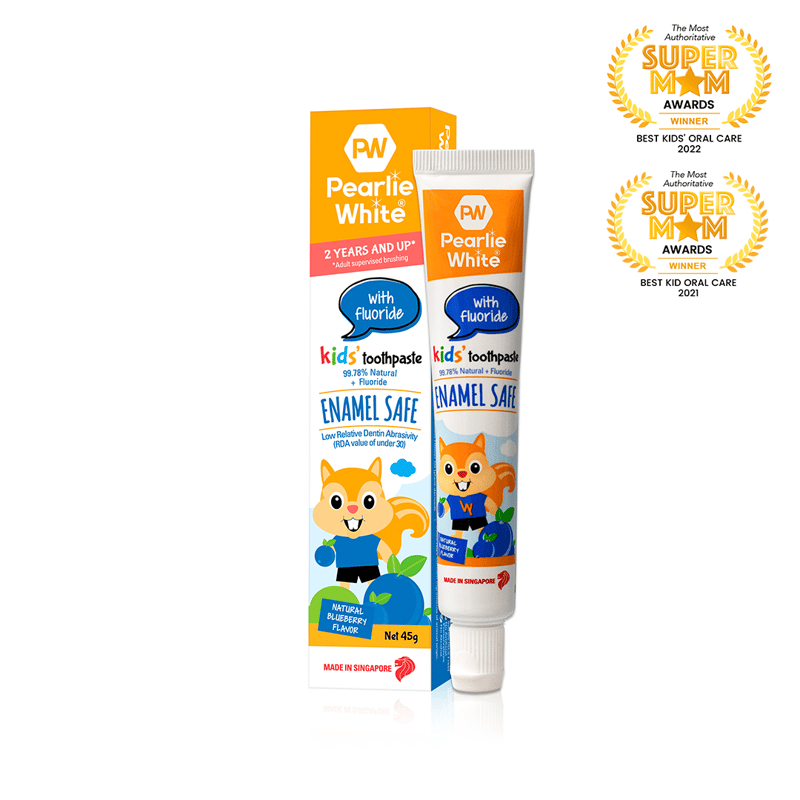Pearlie White Enamel Safe Kids Fluoride Toothpaste 45gm - Blueberry