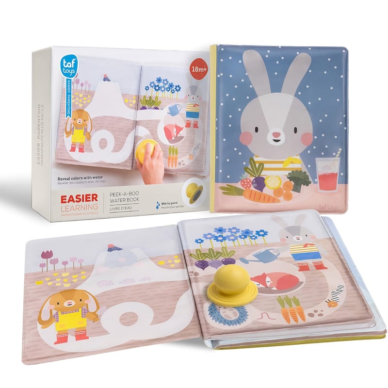 Taf Toys Peek-A-Boo Water Book – Reusable Baby Water Coloring Activity Book | 18 months+