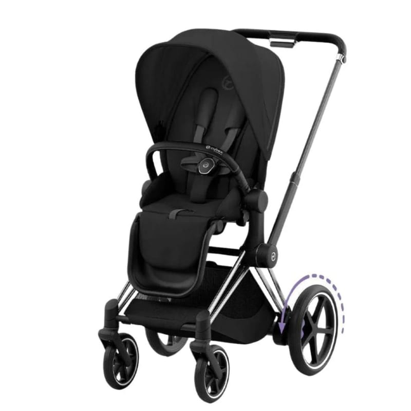 Cybex E-Priam 4 Chrome with Black Details Frame with Sepia Black Seat Pack