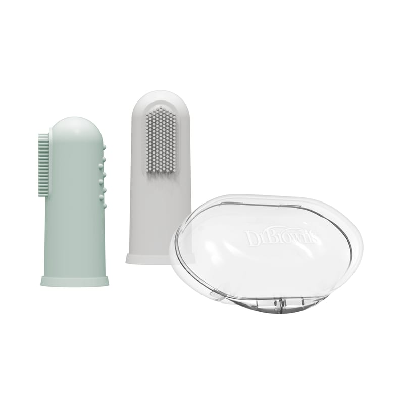 DR. BROWN'S Silicone Finger Toothbrush w/Case, 2-Pack, Assorted Colors