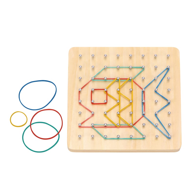 Lucky Baby Tookytoy TH248 Montessori Educative Learning Wooden Rubber Band Geoboard Activity Toy