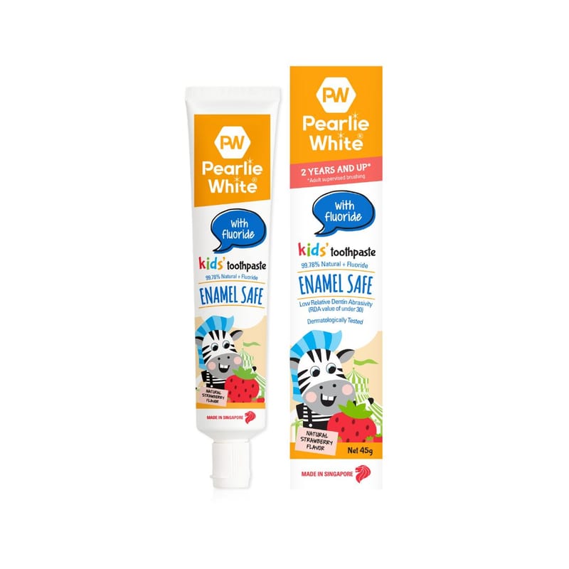 Pearlie White Enamel Safe Kids Fluoride Toothpaste 45gm - Strawberry