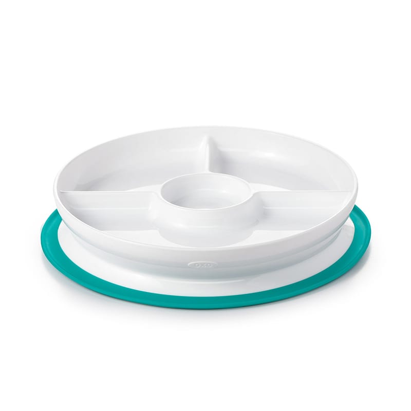 OXO TOT Stick & Stay Suction Divided Plate - Teal