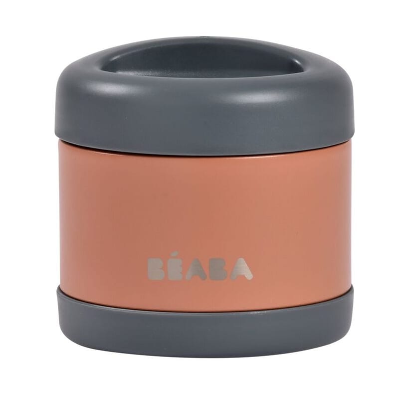 Beaba Stainless Steel Food Container 500ml - Terracotta/Mineral Grey