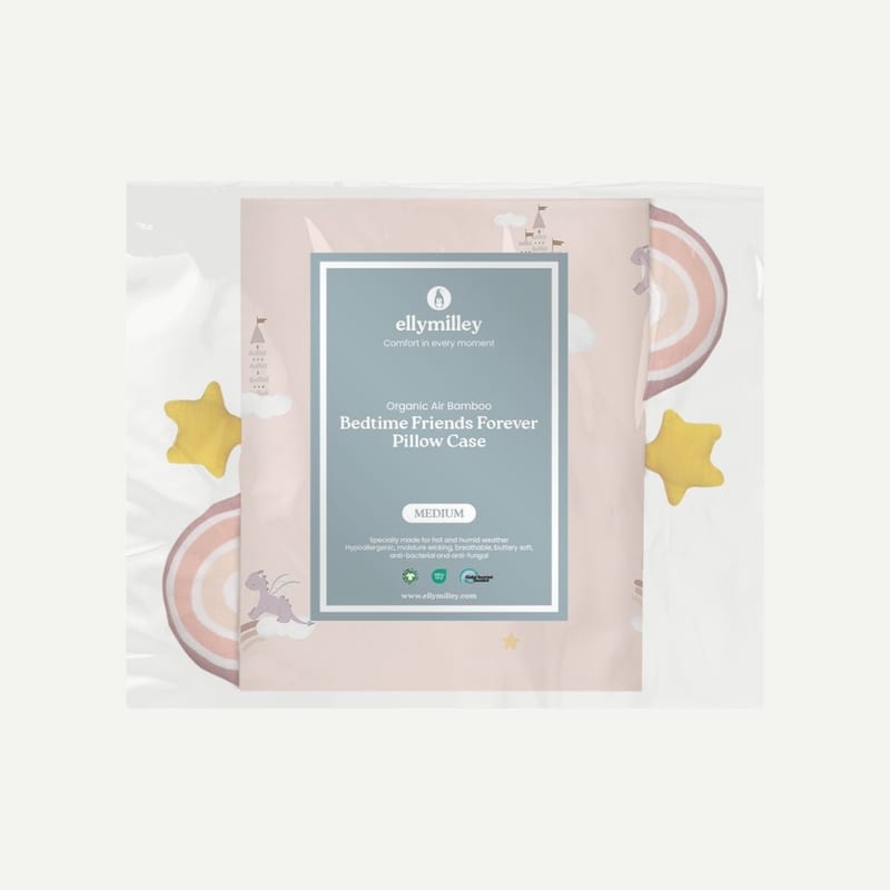 Elly Milley (CASING) Signature Air Bamboo™ Bedtime First Friend BFF Pillow Case - Pink Dreamy Dragon