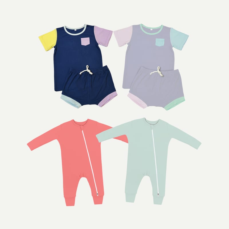 Elly Milley BUNDLE of 2 Signature Air Bamboo™ Baby Sleep Suit & 2 Piece Shirt & Shorts Set / Toddler Set