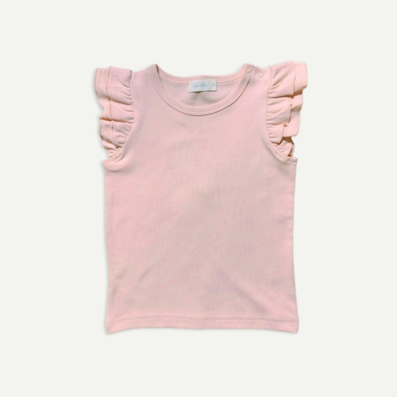 Elly Milley Supima® Cotton / Tulipe Ruffled Top Peach Haze