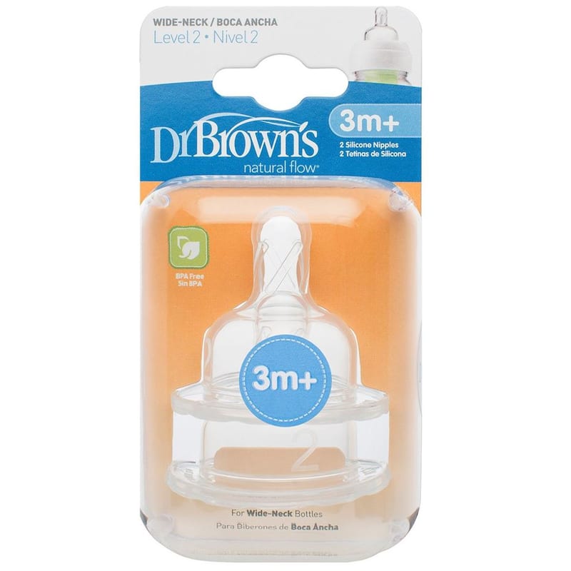 Dr Brown's Options Level 2 Baby Bottle Teats Nipple Pack Narrow BPA Free 3m+
