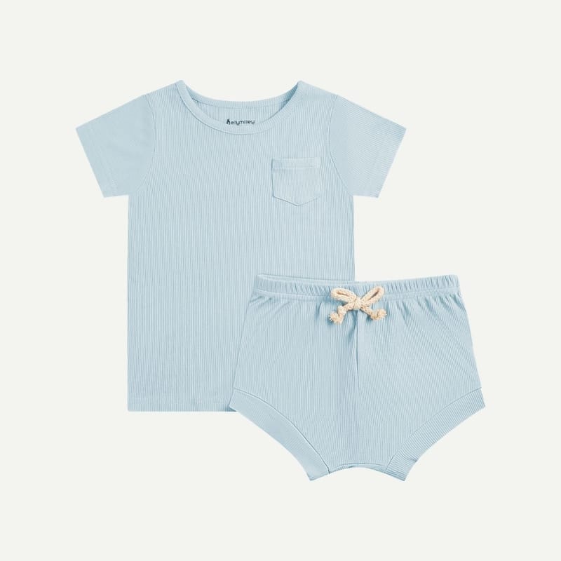 Elly Milley Signature Air Bamboo™ ActiveKidz Brise / Solids / 2 Piece Shirt and Shorts Set - Sky