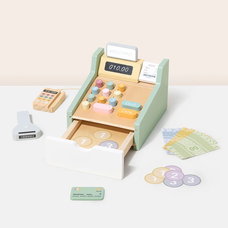 Lucky Baby Tookytoy TP543 Montessori Educative Learning Wooden Cash Register