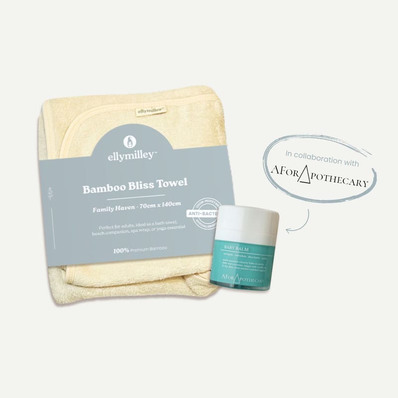 Elly Milley [Elly Milley X A For Apothecary] Bamboo Bliss Family Haven Adult Towel & Baby Balm Bundle