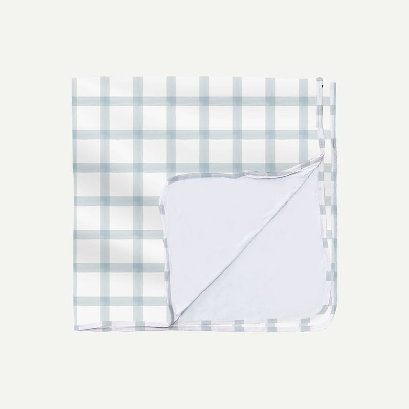 Elly Milley Signature Air Bamboo™ Baby Blanket - Gingham Serene Sky
