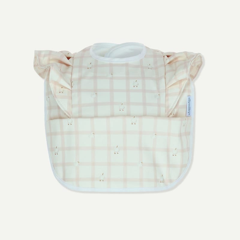 Elly Milley PlayKidz Bulle Ruffled Bib - Gingham Pink Ducky