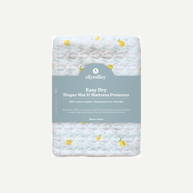 Elly Milley 2 in 1 Easy Dry Diaper Mat & Mattress Protector - Gingham Green Lemon