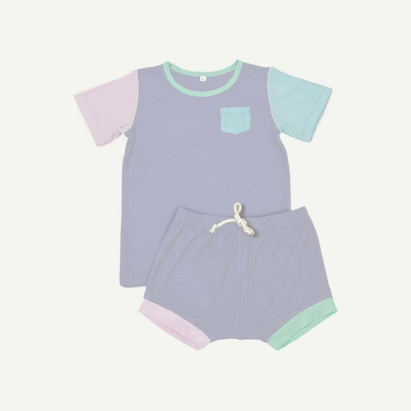 Elly Milley Signature Air Bamboo™ ActiveKidz Brise / Colour Block / 2 Piece Shirt & Shorts Set - Lavender