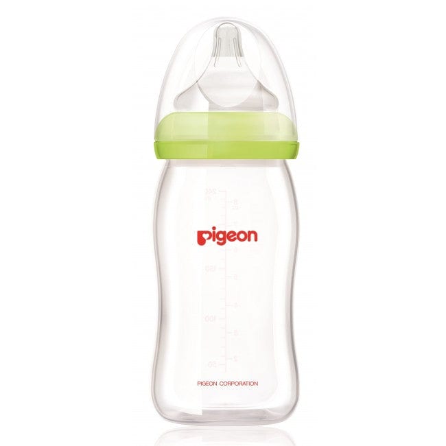 Pigeon Peristaltic PLUS Wide Neck Glass Feeding Bottle Green (Japan) 240ml