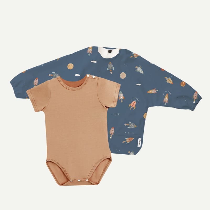 Elly Milley BUNDLE Signature Air Bamboo™ Baby Romper & Wearable Bib / For 6-12 Months