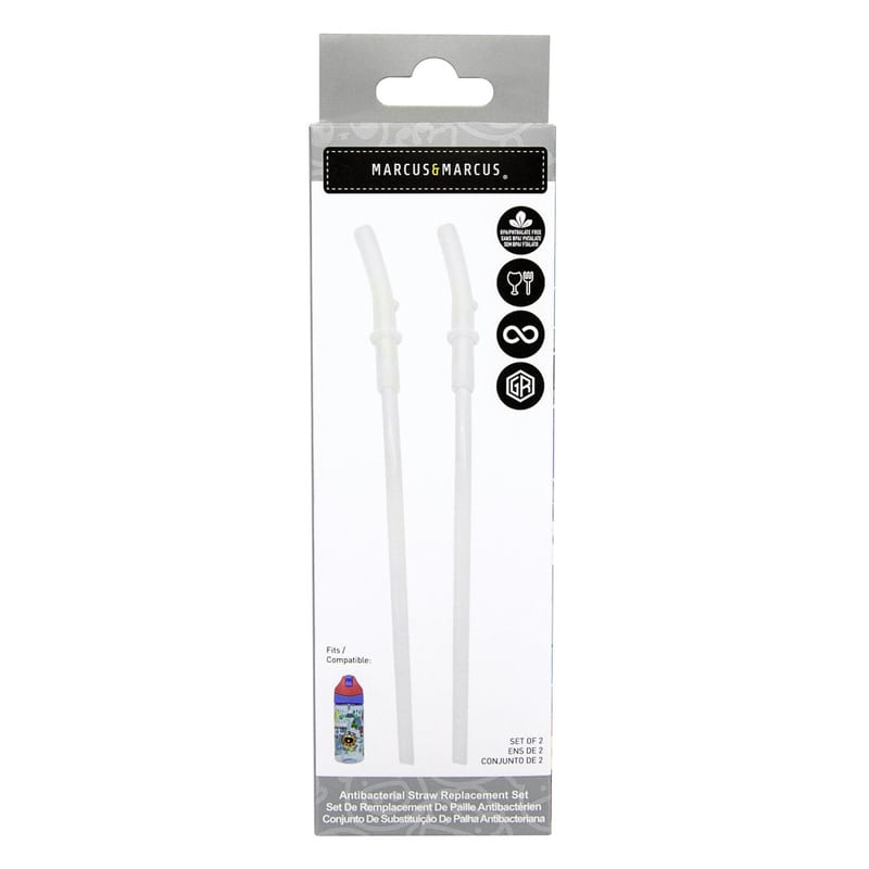 Marcus & Marcus Antibacterial Tritan Straw Bottle Replacement Straw Set (2 Set Pack)