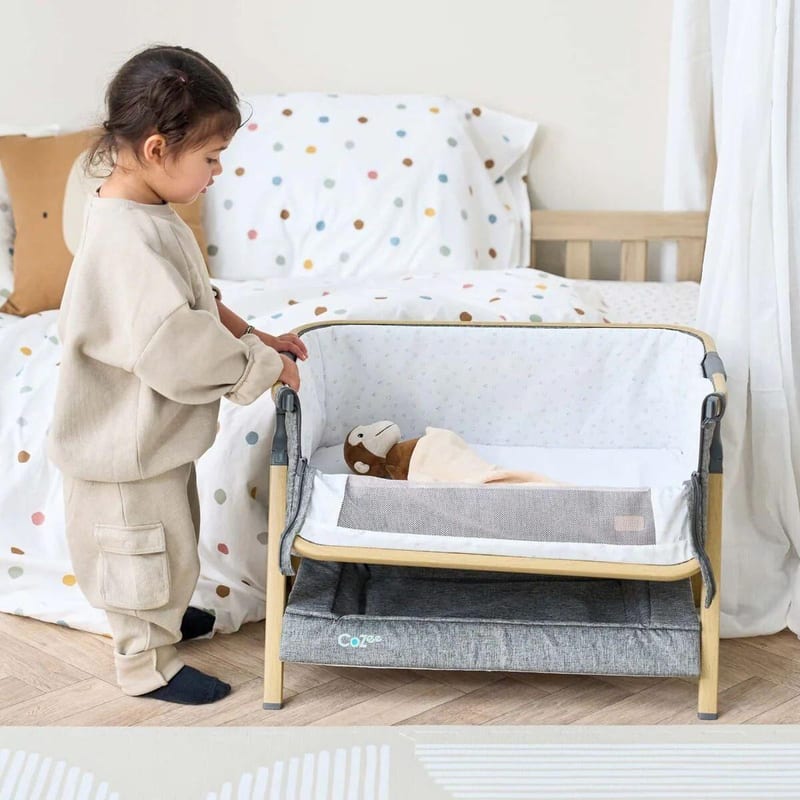 Tutti Bambini CoZee Mini Me Play Crib - Oak/Charcoal
