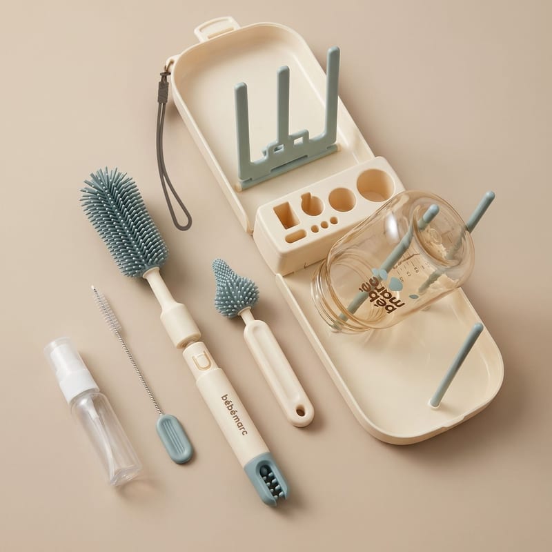 b-b-marc Travel Baby Bottle Cleaning Kit with Drying Rack - bebemarc