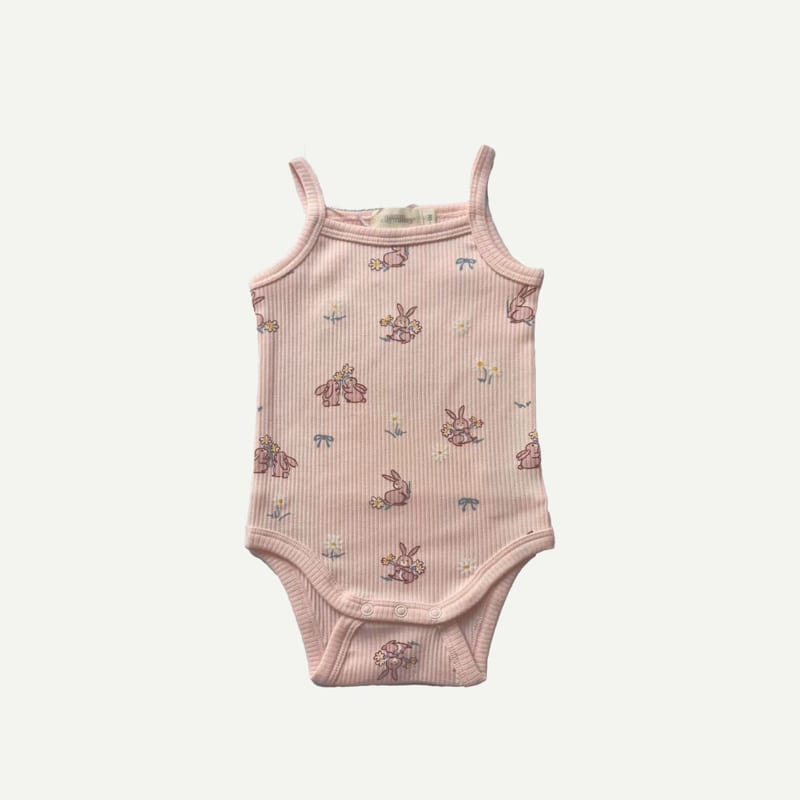 Elly Milley TENCEL™ Organic Cotton / Bouton Singlet Romper - Spring Bunny