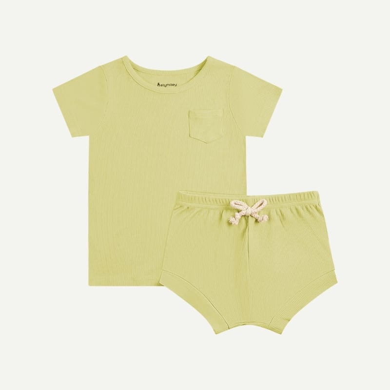 Elly Milley Signature Air Bamboo™ ActiveKidz Brise / Solids / 2 Piece Shirt and Shorts Set - Lemon