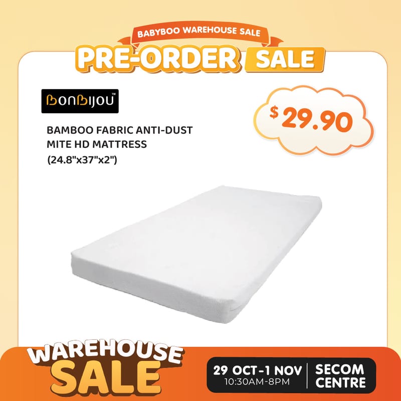 Babyboo Sale [Pre-Order] BONBIJOU Bamboo Fabric Anti Dust-Mite High Density Foam Mattress