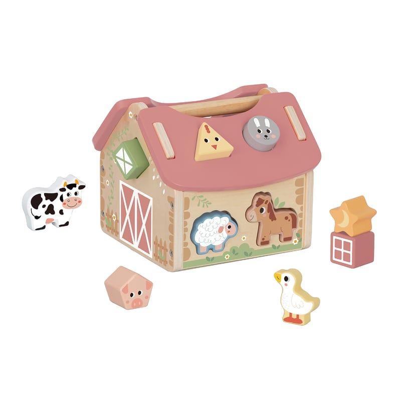 Lucky Baby Tookytoy TJ133N Montessori Educative Learning Wooden Shape Sorter Barn