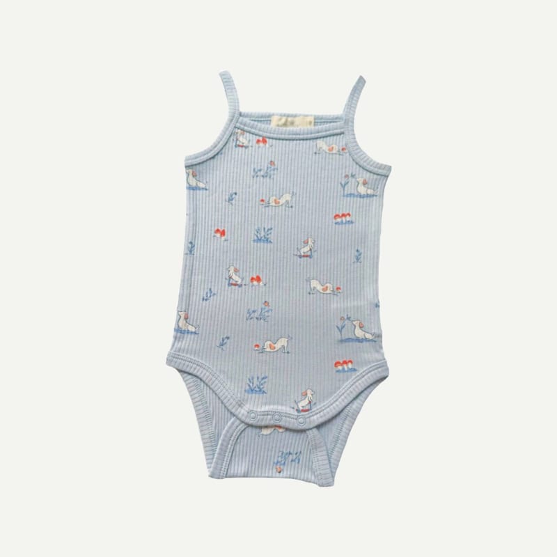 Elly Milley TENCEL™ Organic Cotton / Bouton Singlet Romper - Pup Meadow