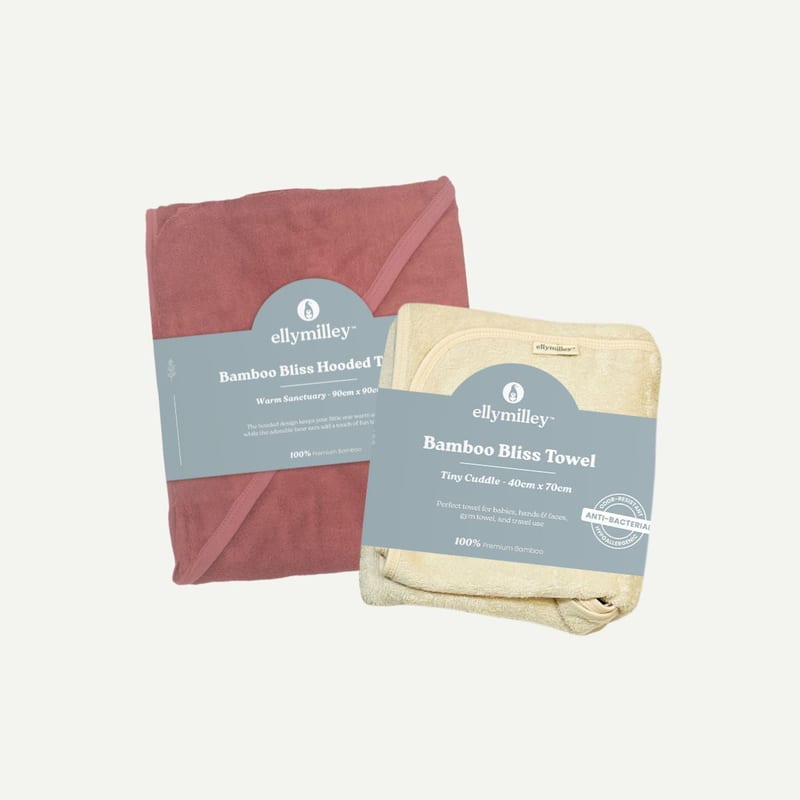 Elly Milley BUNDLE Bamboo Bliss Towel - Hooded & Tiny Cuddle / Newborn Set