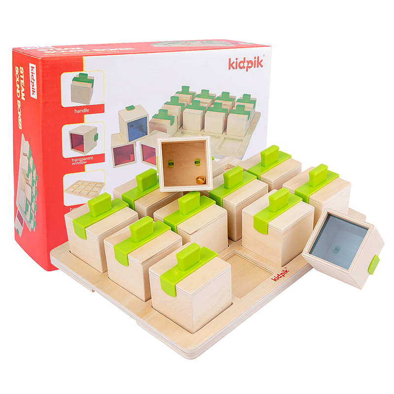 Lucky Baby Kidpik 623117 Montessori Educative Learning Wooden Peekaboo Sound Boxes