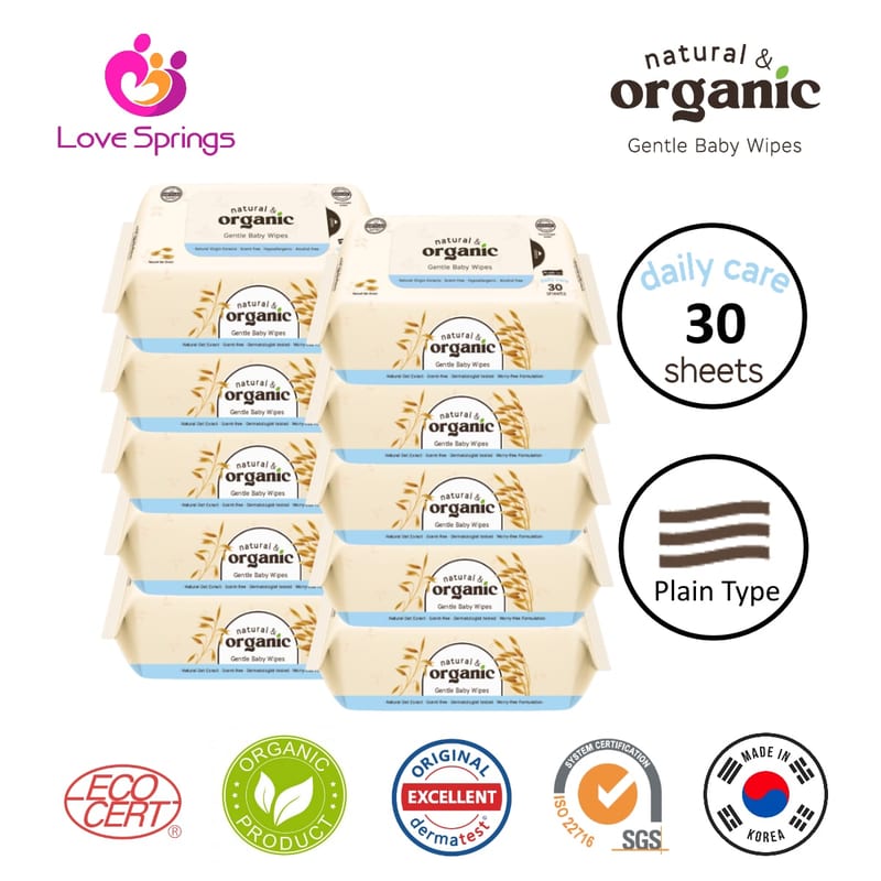 Natural & Organic Daily Care Baby Wet Wipes, Travel Pack