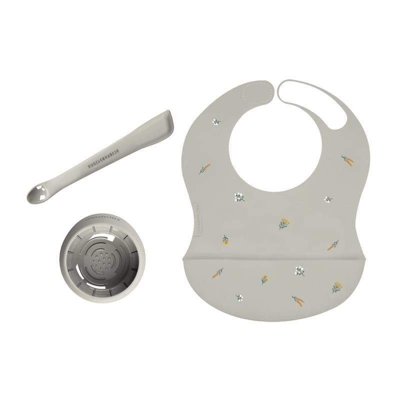 b-b-marc Baby First Feeding Set with Masher Spoon, Silicone Bowl & Bib for Starting Solids