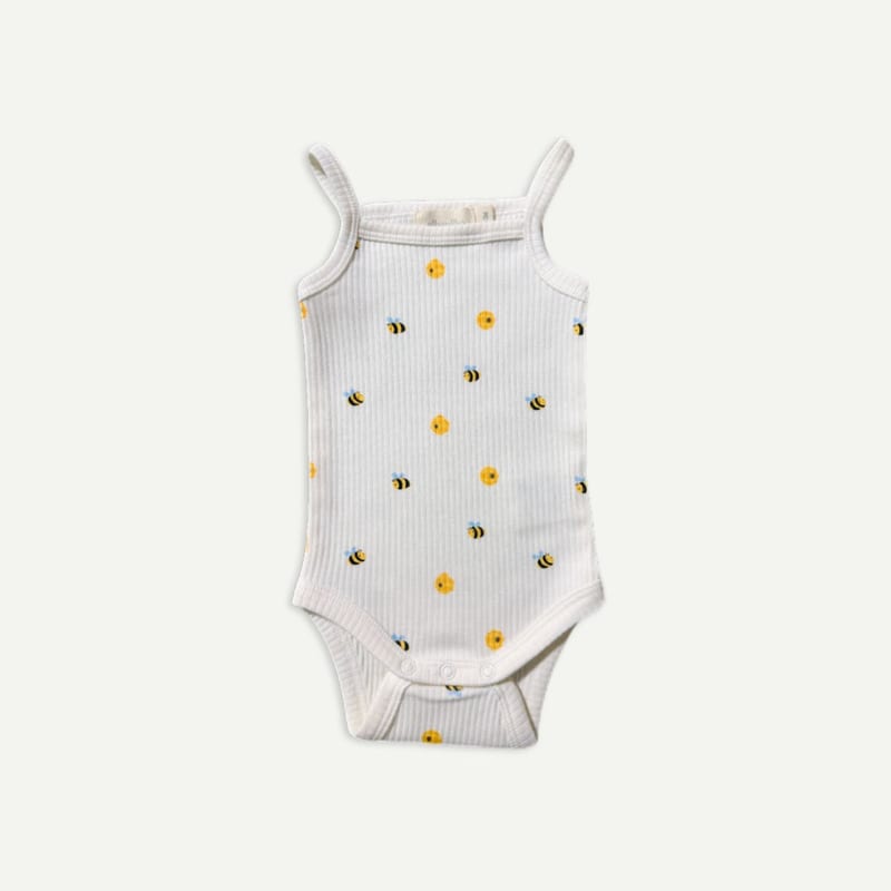 Elly Milley TENCEL™ Organic Cotton / Bouton Singlet Romper Honey Bee